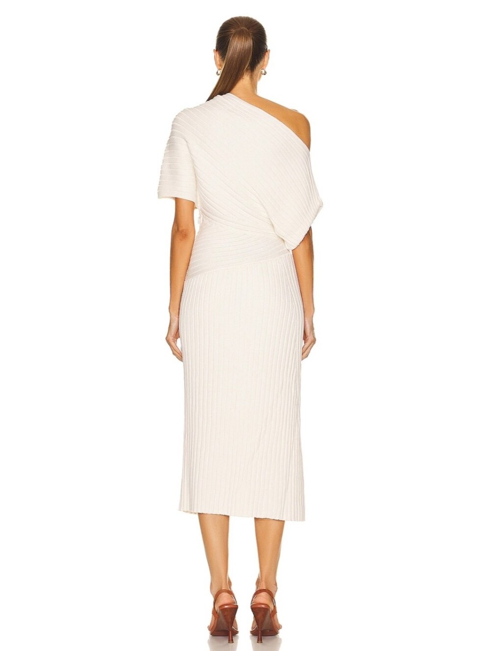 Cult Gaia Naunet Asymmetric neck knitted midi dress Off White Small - Picture 5 of 16